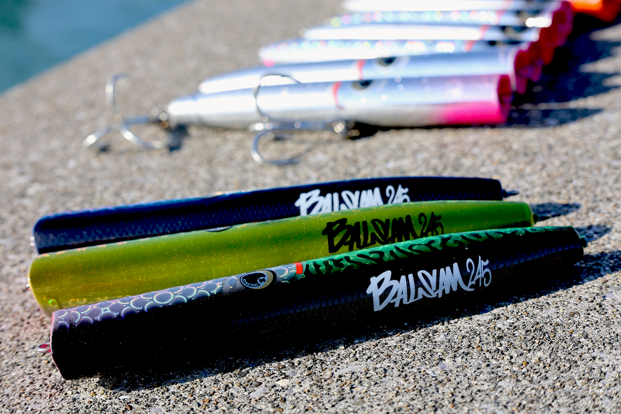 Three BALSAM 245 lures, close up