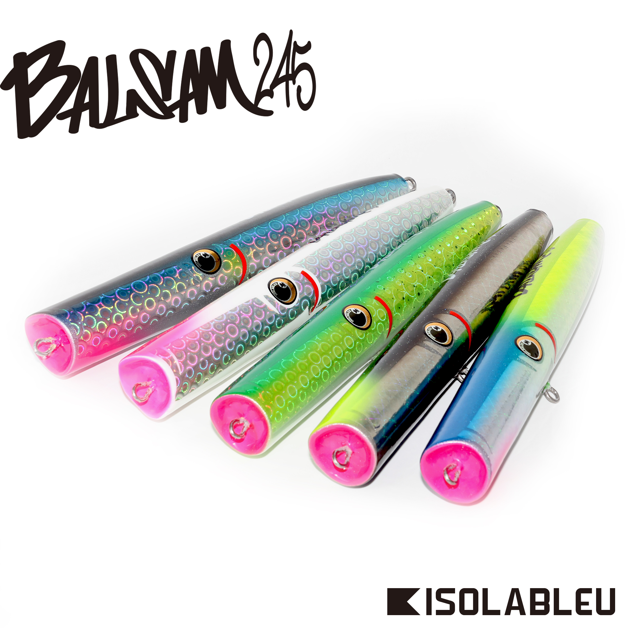 BALSAM 245 five-colour lineup — sardine / snow / mahimahi / black / neon