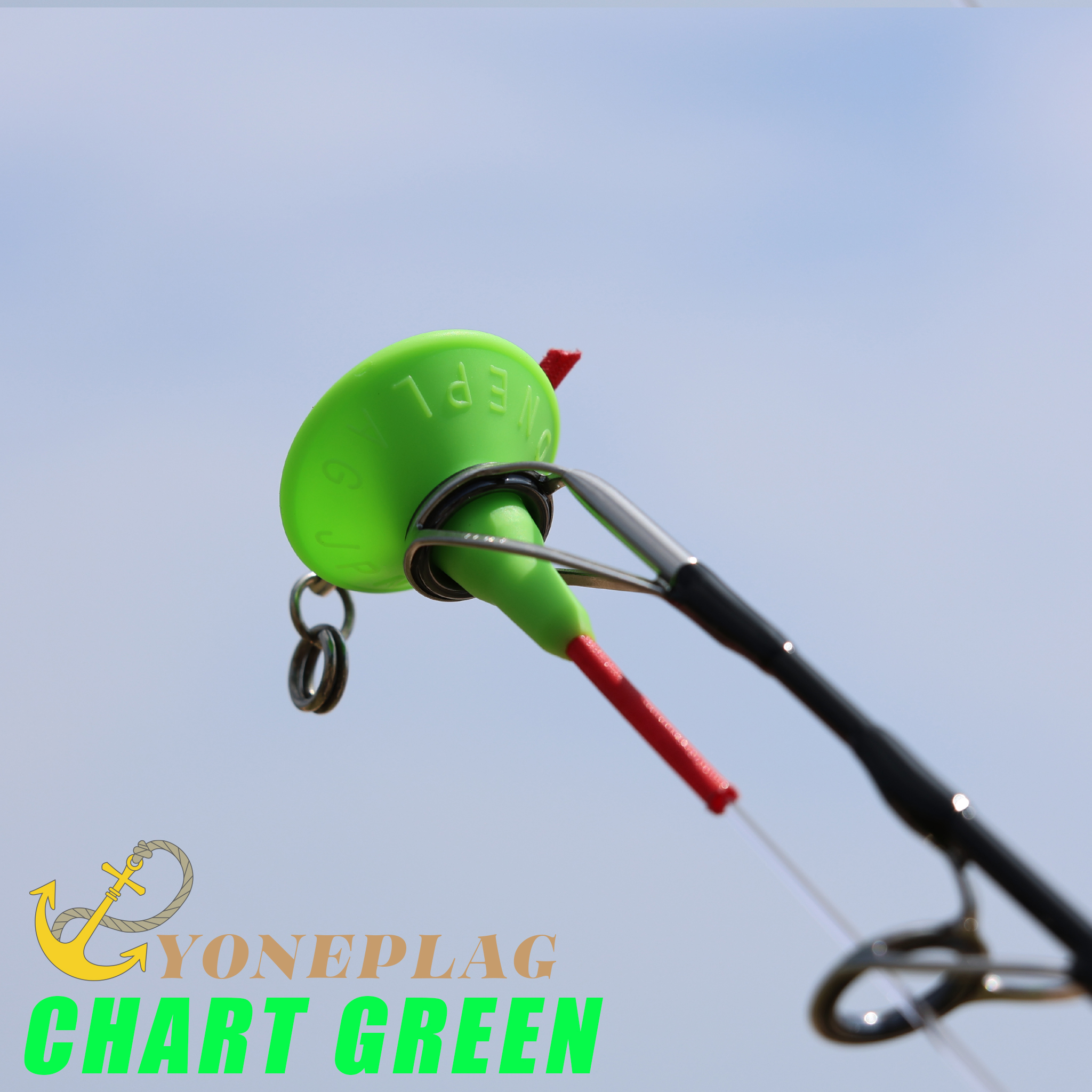 YONEPLAG in fluorescent green (CHART GREEN) fitted to a top guide