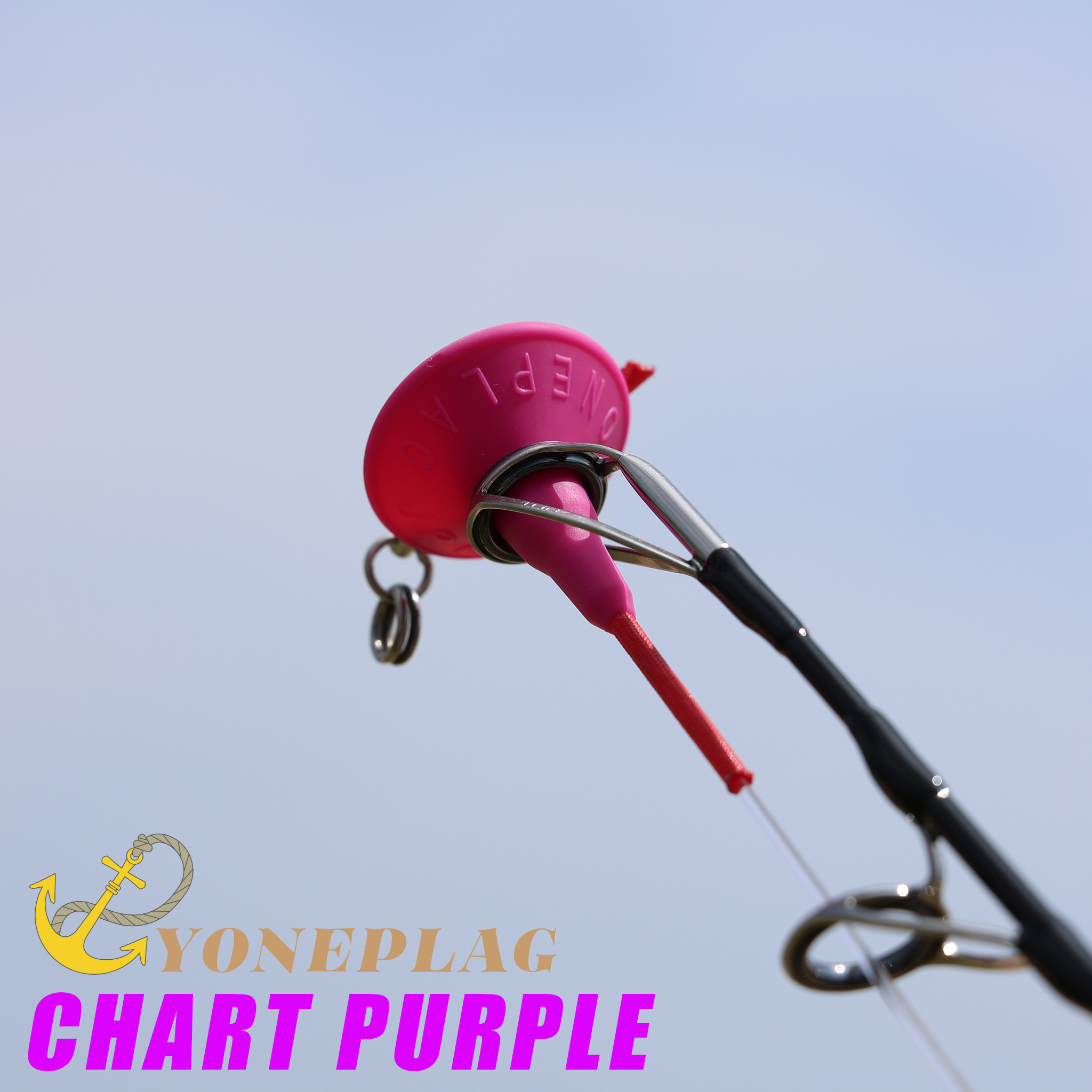 YONEPLAG in fluorescent purple (CHART PURPLE) fitted to a top guide